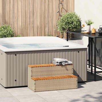vidaXL Hottub-opstap 100x50x50,5 cm poly rattan&massief, Verzenden