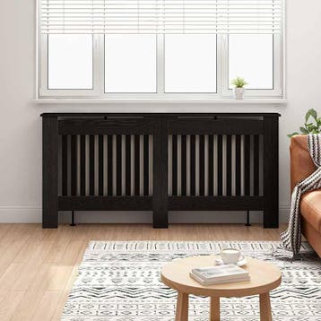 vidaXL Radiator Cover Zwart eiken 172 x 19 x 81,5 cm Bewerkt, Verzenden