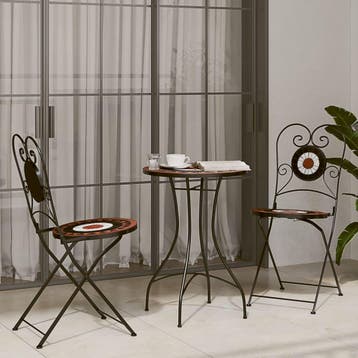 vidaXL Bistroset mozaïek ijzer en keramiek terracottakleurig, Verzenden