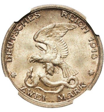 Duitsland, Pruisen Wilhelm II. 2 Mark 1913 - NGC MS63