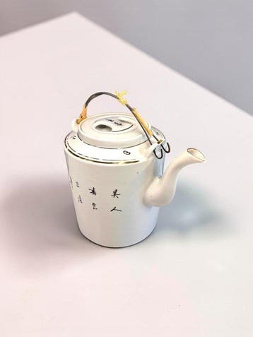 Antique Chinese Famille Rose Porcelain Teapot - Cylindrical