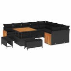 vidaXL Tuinbank Set 12 pcs Zwart Poly Riet en Poedergecoat, Verzenden, Nieuw