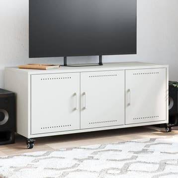 vidaXL Tv-meubel 100,5x39x43,5 cm staal wit, Verzenden, Nieuw