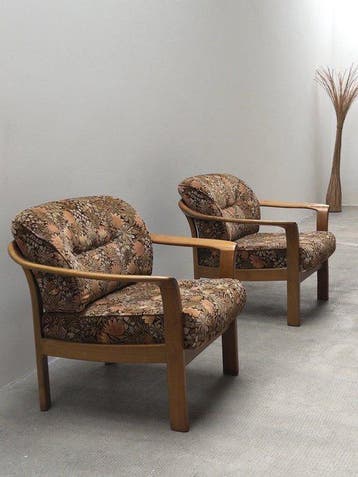 Wilhelm Knoll - Fauteuil - Kersenhout, Fluweel - twee
