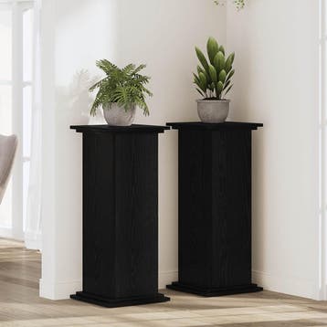 vidaXL Plantenstand Zwart eiken 33 x 33 x 80 cm Bewerkt hout, Tuin en Terras, Verzenden, Nieuw
