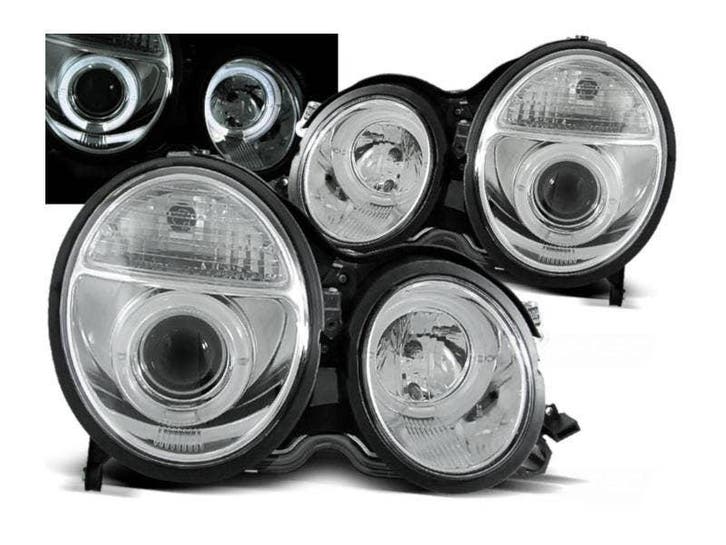 Angel Eyes koplampen Chrome geschikt voor Mercedes W210, Auto-onderdelen, Verlichting, Nieuw, Mercedes-Benz, Verzenden