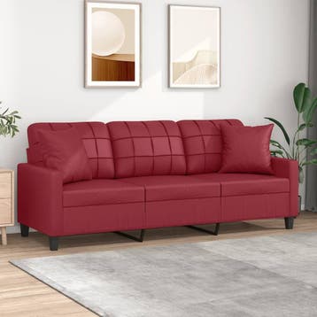 vidaXL Driezitsbank / zetel met sierkussens 180 cm kunstleer, Verzenden, Nieuw