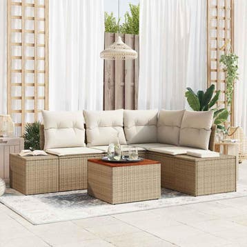 vidaXL Tuinbank Set 5 st Beige poly rattan, Tuin en Terras, Tuinsets en Loungesets, Verzenden, Nieuw