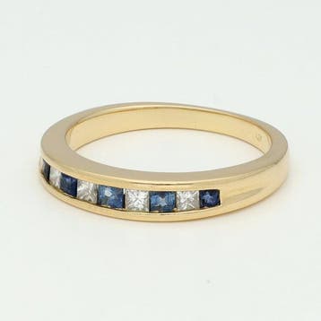 Bague - 18 carats Or jaune Diamant (Naturelle) - Saffier, Nieuw
