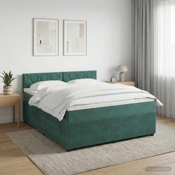 vidaXL Boxspringbed met matras Donkergroen 140 x 190 cm, Verzenden