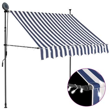 vidaXL Luifel handmatig uitschuifbaar met LED 100 cm blauw, Verzenden