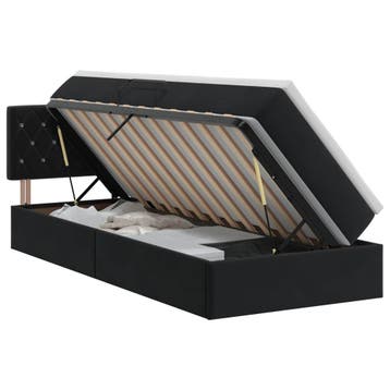 vidaXL Opbergbed met hoofdeinde Zwart 100 x 200 cm Fluweel, Verzenden, Nieuw