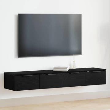 vidaXL Wandkast 2 st Zwart Eiken 68 x 30 x 20 cm Bewerkt, Huis en Inrichting, Kasten | Wandmeubels, Verzenden, Nieuw