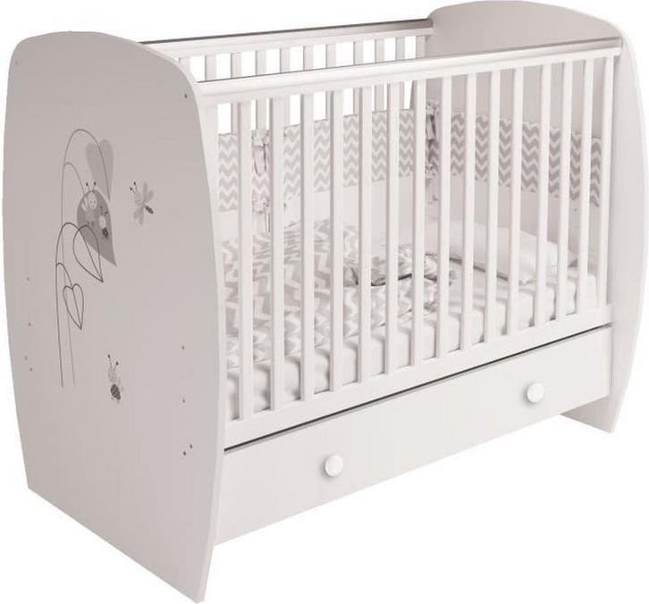 Kinderbed 120 x 60 met lade - Wit, Kinderen en Baby's, Badjes en Verzorging, Verzenden