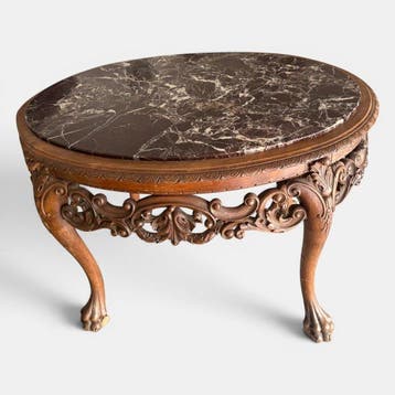Tafel - Walnoot - Bijzettafel met marmeren blad