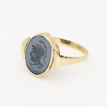 Ring - 14 karaat Geel goud - Hematiet., Nieuw