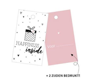 3x Happiness inside (Per 3 stuks, Cadeaulabels), Verzenden