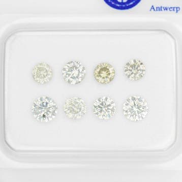 8 pcs Diamant (Natuurlijk) - 0.87 ct - Rond - M - P1, VS1 -, Nieuw