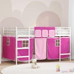 vidaXL Loftbed voor kids met gordijnen Wit en roze 80 x 200, Verzenden, Nieuw