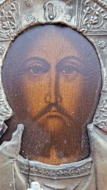Icoon - Christus Pantokrator - Hout, Metaal