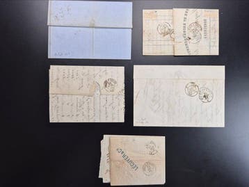 Frankrijk 1853/1860 - Lot van 5 oude gefrankeerde brieven, Postzegels en Munten, Gestempeld