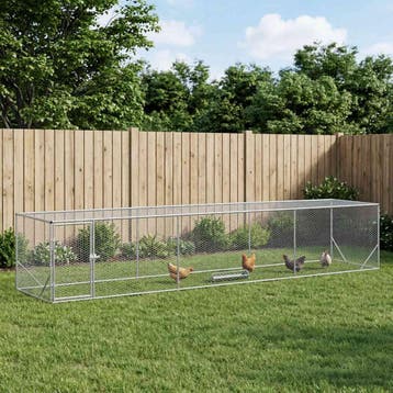 vidaXL Kippenren zilver 500 x 100 x 100 cm Gegalvaniseerd, Verzenden