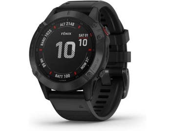 Garmin Fenix 6 Pro 47 mm zwart met een zwarte siliconen, Verzenden
