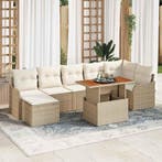 vidaXL Tuinbank Set met kussen met opslag 8 pcs beige en, Tuin en Terras, Verzenden, Nieuw