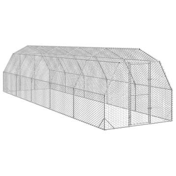 vidaXL Kippenren 2,5x10x2,25 m gegalvaniseerd staal, Verzenden