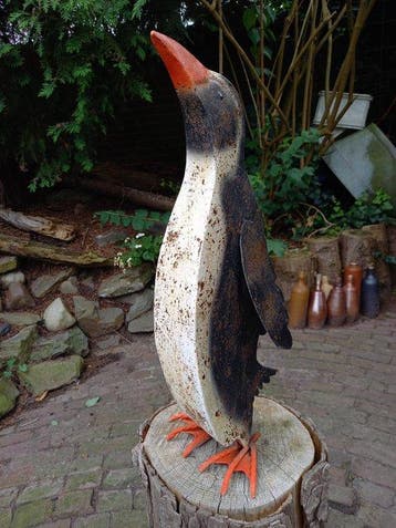Sculpture, Koddige Pinguïn - 56 cm - Métal