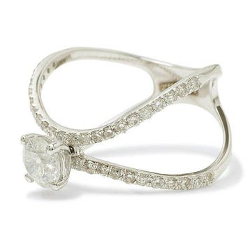 Zonder minimumprijs - Statement ring - 14 karaat Witgoud -