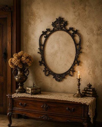 Miroir à main - Laiton moulé - Cadre de miroir antique, Antiquités & Art