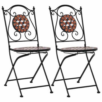 vidaXL Mozaïek klapstoelen, 2 stuks, bruin keramiek, Verzenden, Nieuw