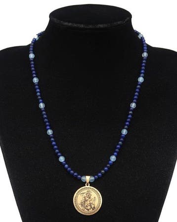 Lapis lazuli - Chalcedoon - Erfenis der Goden – Halsketting