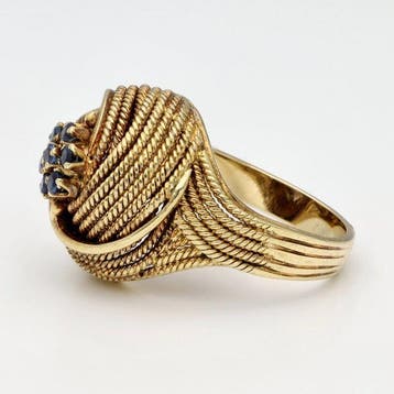 Ring - 18 karaat Geel goud - Saffier, Nieuw