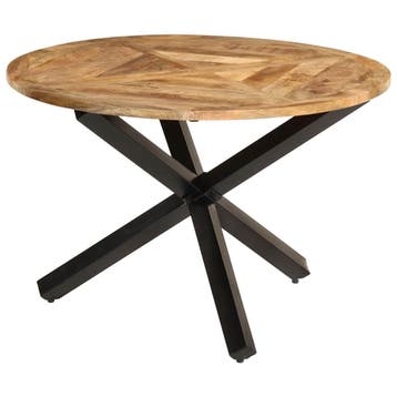 vidaXL Eettafel Ø110x76 cm massief ruw mangohout, Verzenden