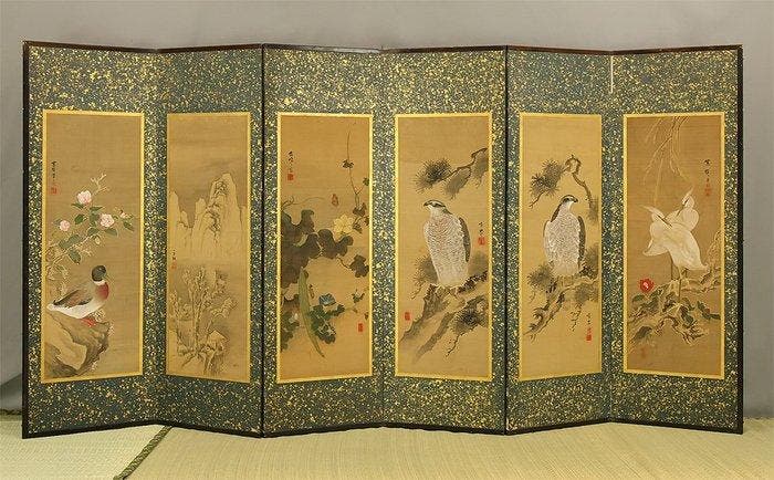 Bybu kamerscherm - Papier - Japan - Late Edo periode -, Antiquités & Art, Antiquités | Autres Antiquités