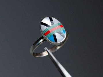 Ring - inleg multikleur - Zuni - V.S. (Zonder minimumprijs), Antiek en Kunst