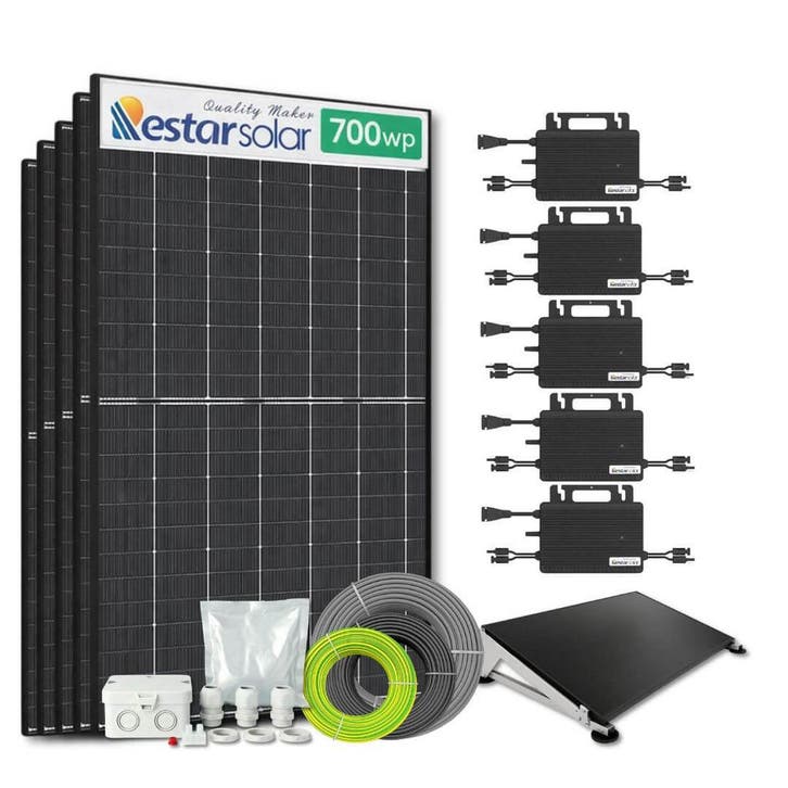 Zonnepanelen pakket voor platdak - 3.5 kW - 5x 700, Doe-het-zelf en Bouw, Zonnepanelen en Toebehoren, Ophalen of Verzenden