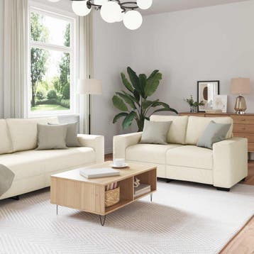vidaXL bank / zetel 2 st Beige Linnenmix Stoffen, Verzenden, Nieuw