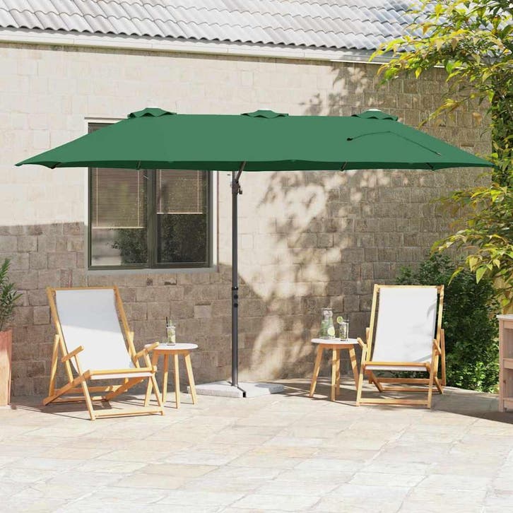 vidaXL Parasol Groen 372 x 198 x 243 cm Polyester en, Tuin en Terras, Parasols, Nieuw, Verzenden