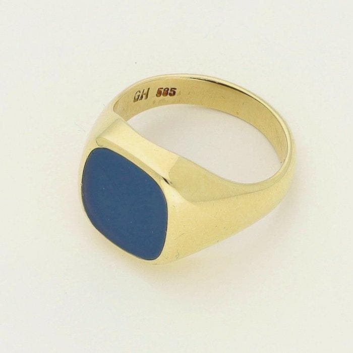 Zonder minimumprijs - Ring - 14 karaat Geel goud -, Handtassen en Accessoires, Ringen