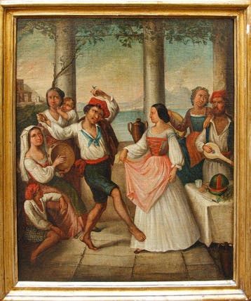 Italiaanse school (XIX) - La tarantella napoletana, Antiek en Kunst