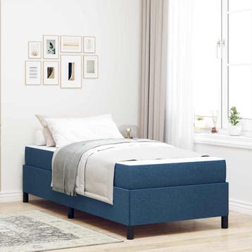 vidaXL Boxspring bed met matras Blauw 90 x 190 cm Stof, Verzenden