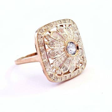 Zonder minimumprijs - Ring - 9 kt. Roségoud, Zilver Spinel -, Nieuw