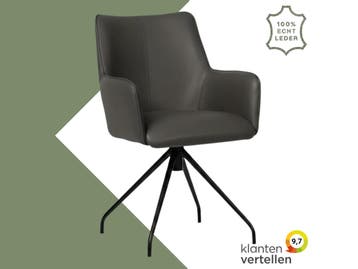 Leren draaibare eetkamerstoel Wave - Toledo Antracite, 60 tot 90 cm, Nieuw, Leer, Ophalen of Verzenden