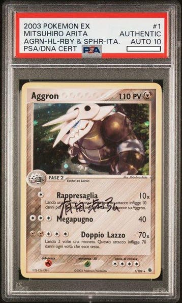 Graded card - Aggron #001 Holo *Mitsuhiro Arita Signed* - EX, Nieuw