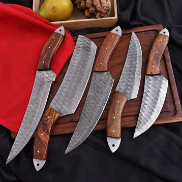Keukenmes - Chefs knife - hout en handgemaakt gevouwen