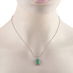 Ketting met hanger - 18 karaat 18k wit goud, diamant van