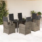 vidaXL 7-delige Tuinset met kussens poly rattan grijs, Verzenden, Nieuw, Tuinset
